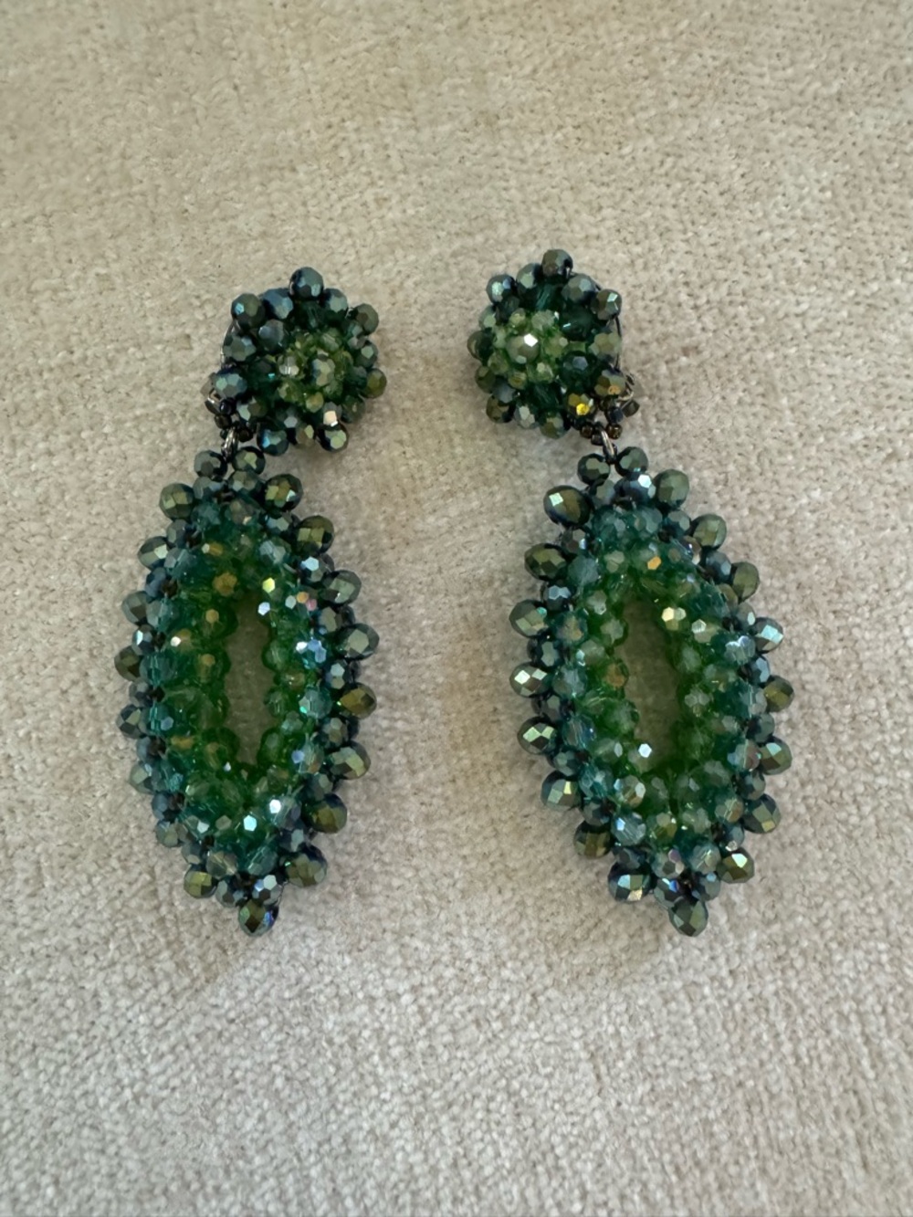Green Crystal Dangle Earrings - Brand